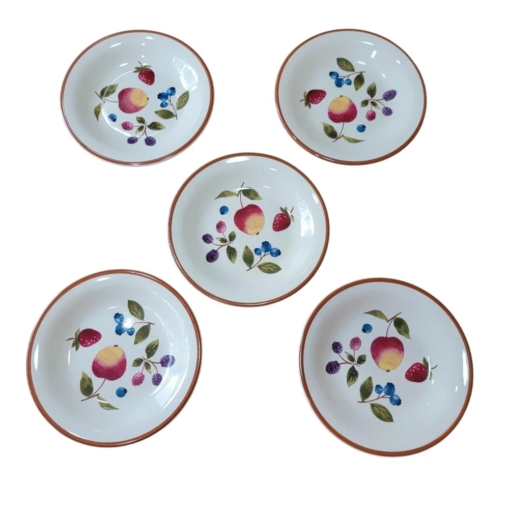 LONGABERGER Fruit Medley Berry Salad Dessert Lunch Plates‎ SET OF 5 Cottagecore